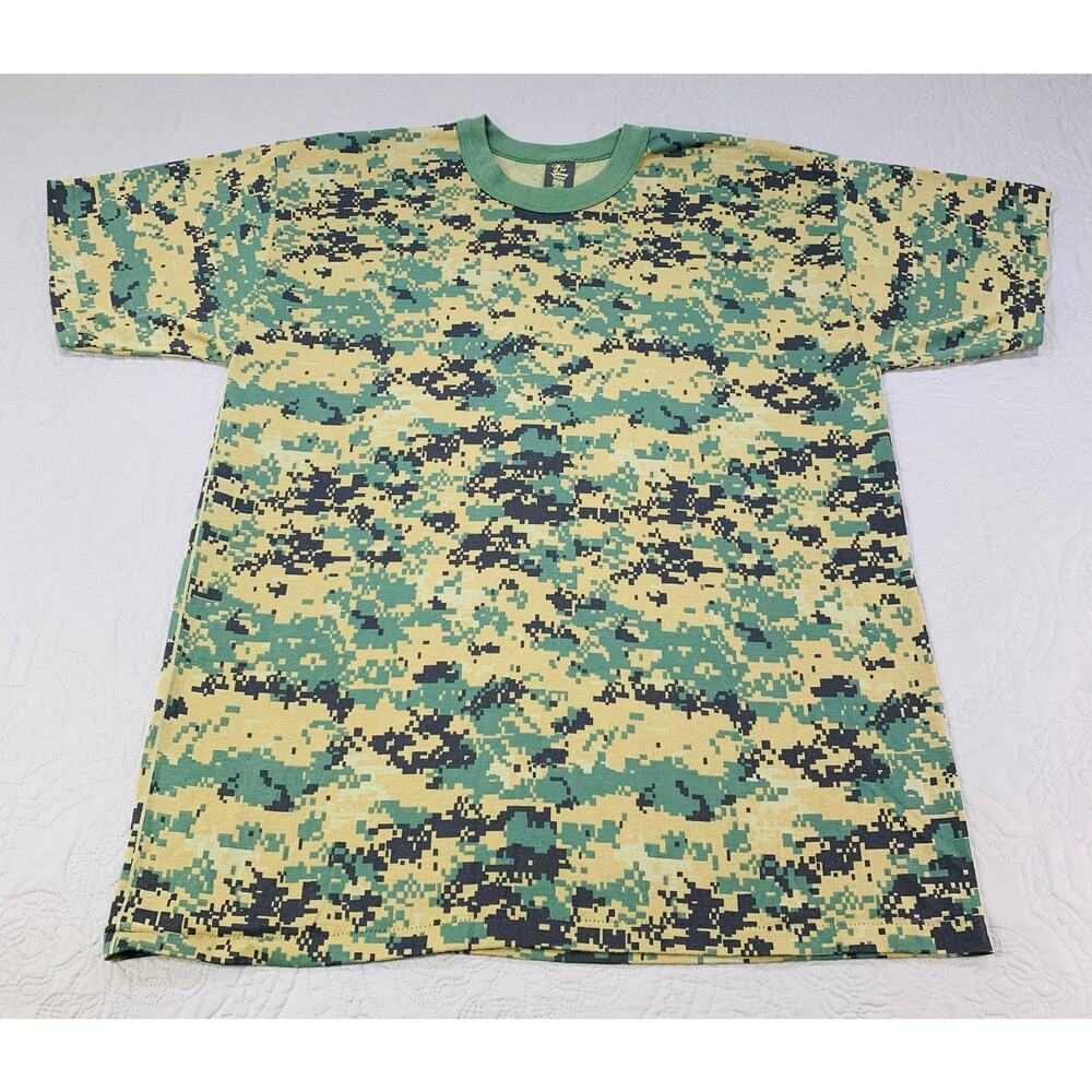Vintage Camo Shirt Mens‎ XXL Digital Camouflage Single Stitch Tee Swing Military